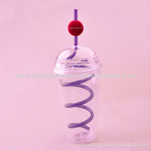 BPA-free Plastic Cup with Lid and Straw, Fashionable DesignNew